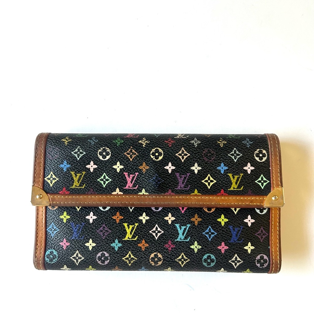 Louis Vuitton Black Murakami Multicolor Monogram Continental Wallet